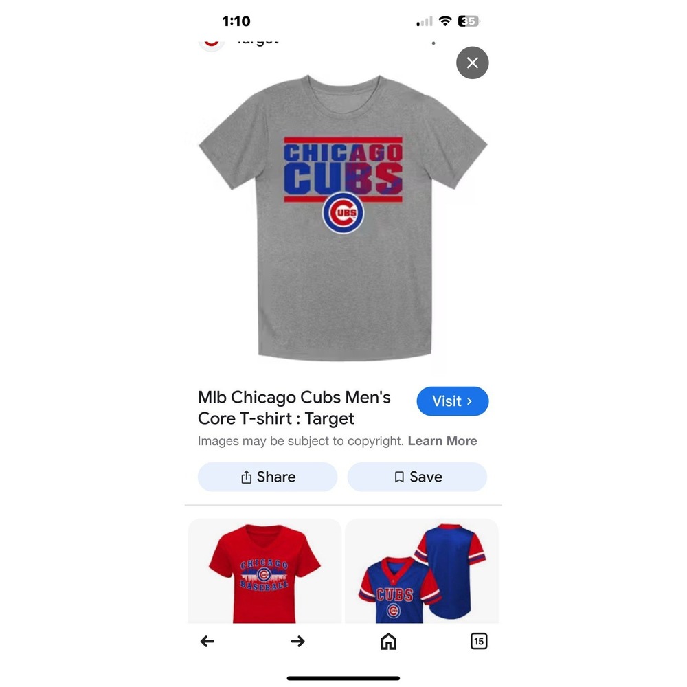 Chicago Cubs Youth Size X-large MLB Tee‎ Shirt Gray W/ Logo